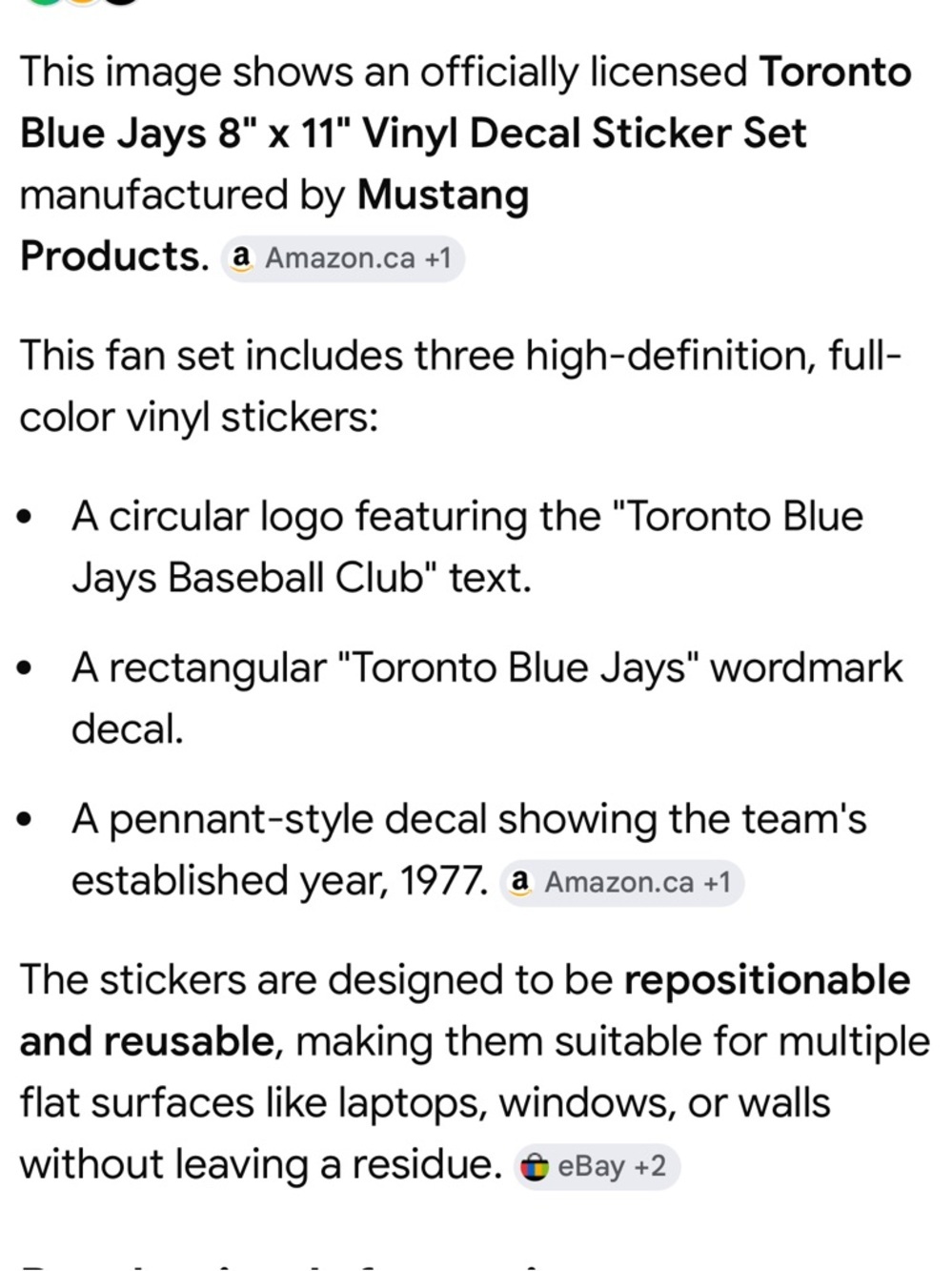 $10 Add-on | Toronto Blue Jays Team Decal Sheet - Picture 2 of 12